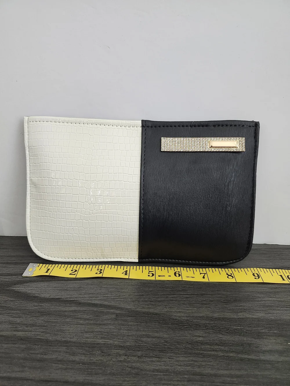 Two-Tone Black and White Women's Clutch with Gold Accent